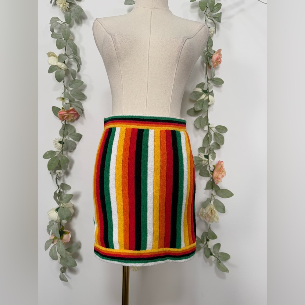 Casablanca Striped Cotton Towelling Skirt - Picture 2 of 9